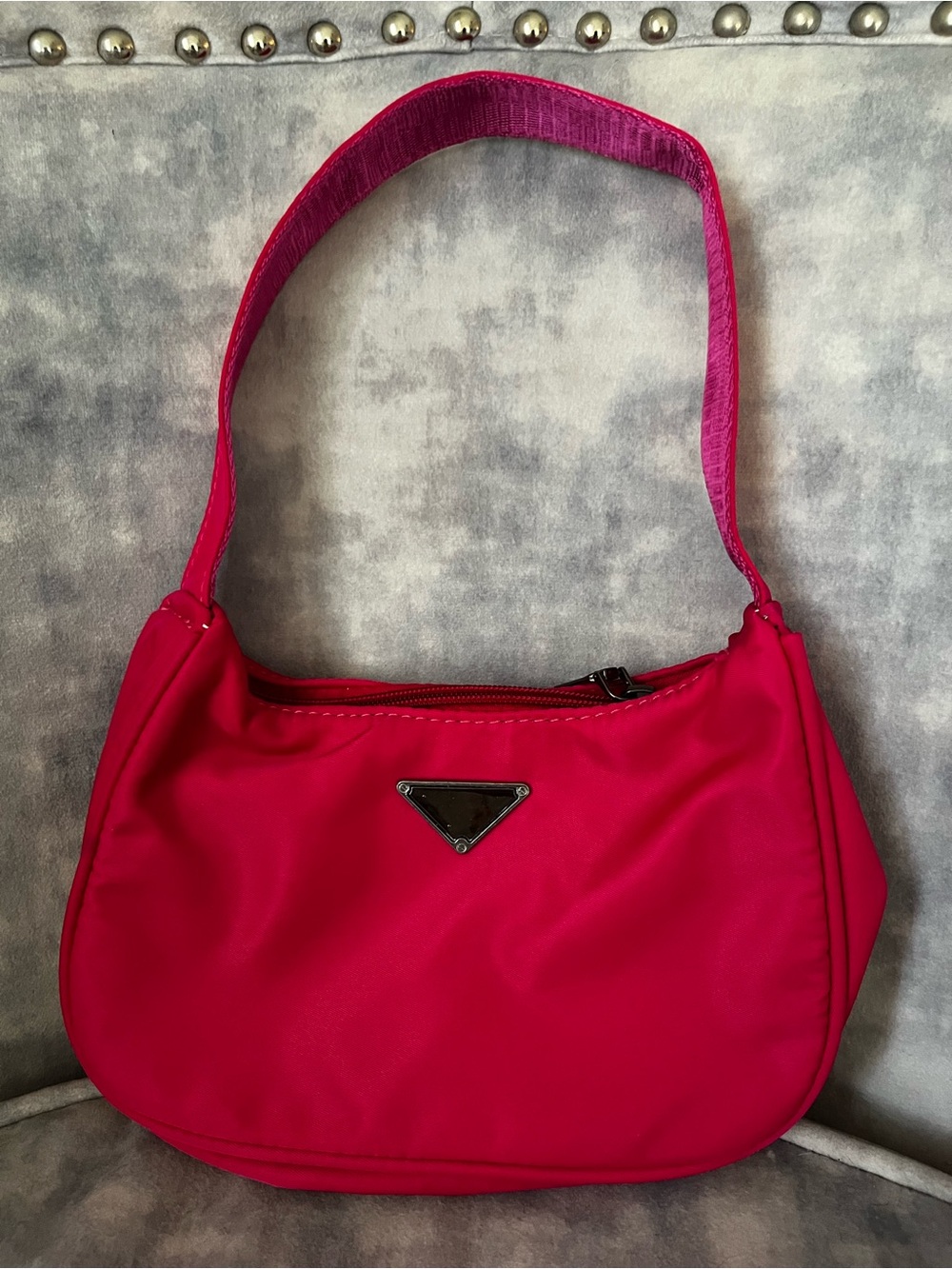 brand new Luxury Like Designer Brand Hot Pink Fuchsia Y2K Nylon Shoulder Bag